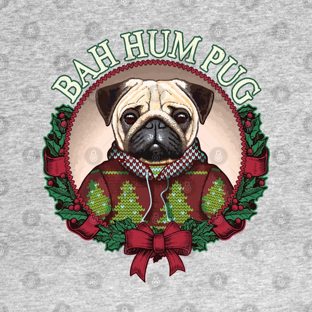 Bah Hum Pug Funny Christmas Pun for Pug Lovers by ghsp